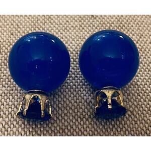 Double Sided Blue Rhinestone Earrings Peek-a-boo